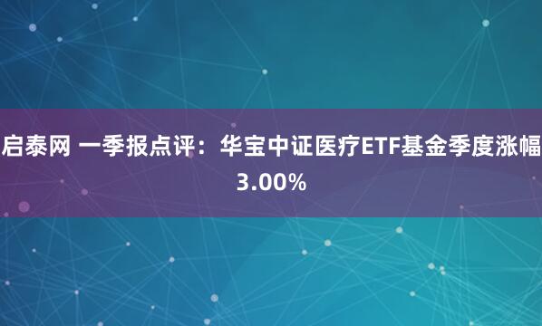 启泰网 一季报点评:华宝中证医疗ETF基金季度涨幅3.00%