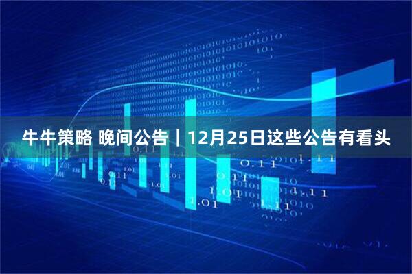 牛牛策略 晚间公告｜12月25日这些公告有看头